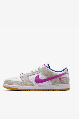 SB Dunk Low Pure Platinum and Vivid Purple