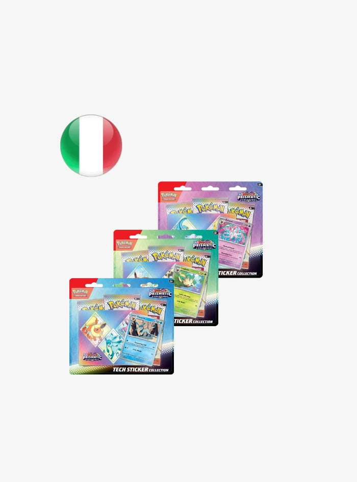 Collezione Evoluzioni Prismatiche con Adesivo Flareon Glaceon Espeon ITA