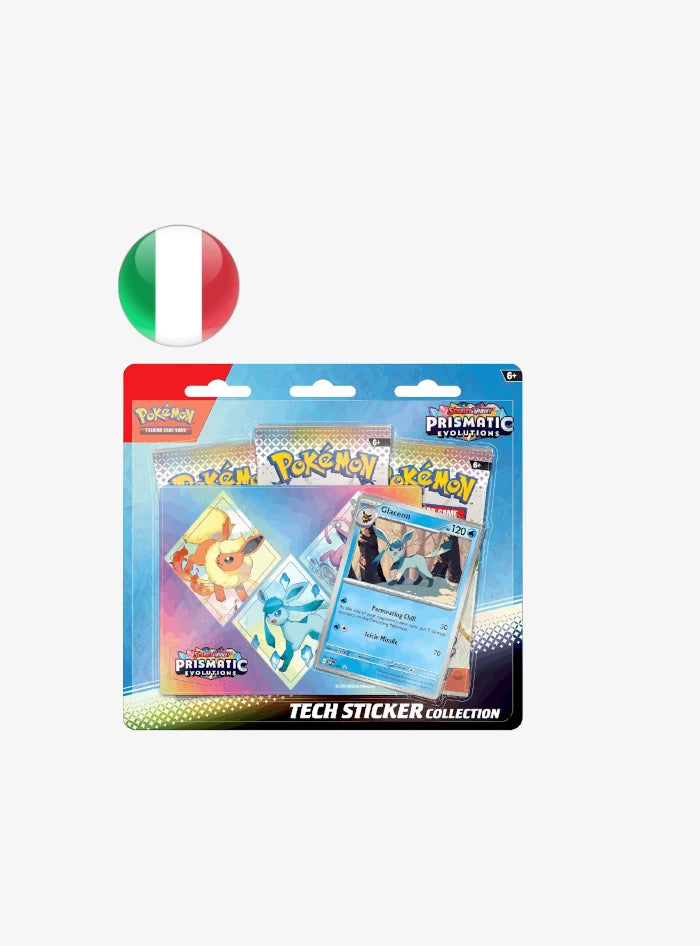 Collezione Evoluzioni Prismatiche con Adesivo Flareon Glaceon Espeon ITA