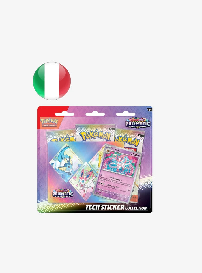 Collezione Evoluzioni Prismatiche con Adesivo Vaporeon, Sylveon e Jolteon ITA